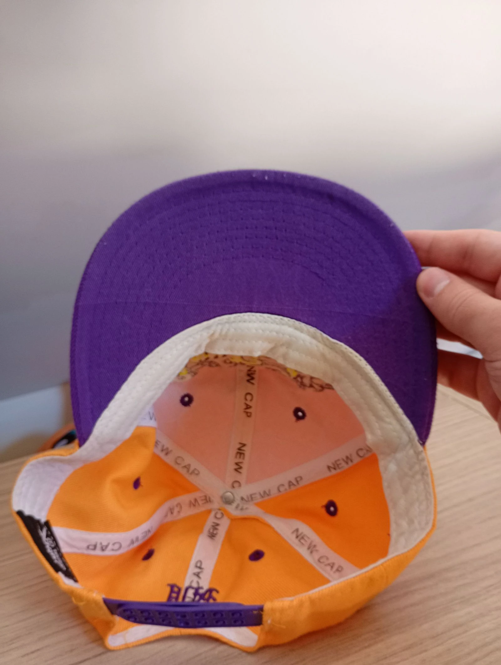 Vintage jaren 90 snapback pet verstelbaar oranje en paars – photo 2